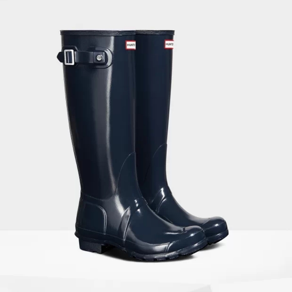 Hunter Shoes - Hunter Women's Navy Blue Tall Gloss Rain Boots